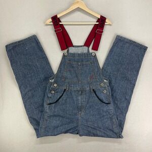 VTG 90s GUESS Overalls 72-165 (XS) Raw Denim Elastic Strap Workwear Retro